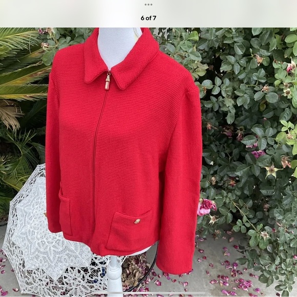 St John Collection Sz 16 candy apple 🍎 red dress suit couture Jacket - Picture 6 of 8